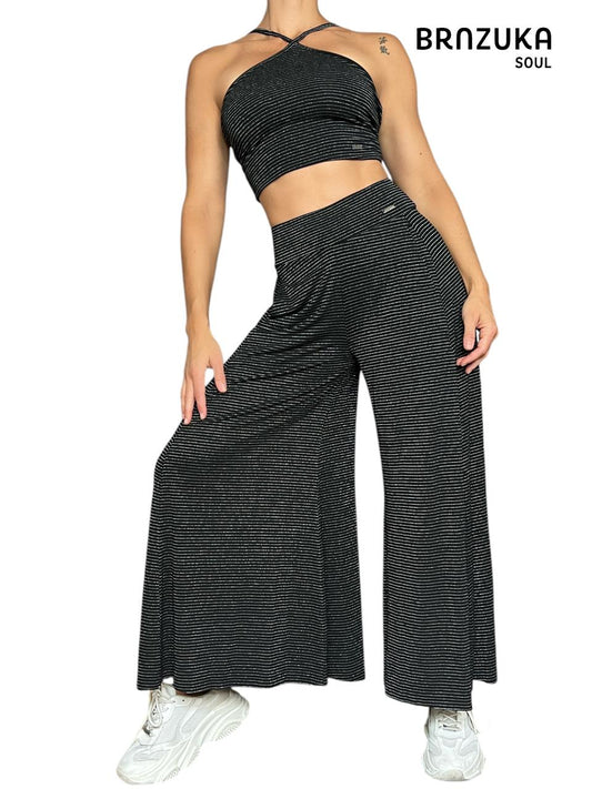 CONJUNTO CASUAL PANTALONA FLOW RIBANA Y TOP CROPPED